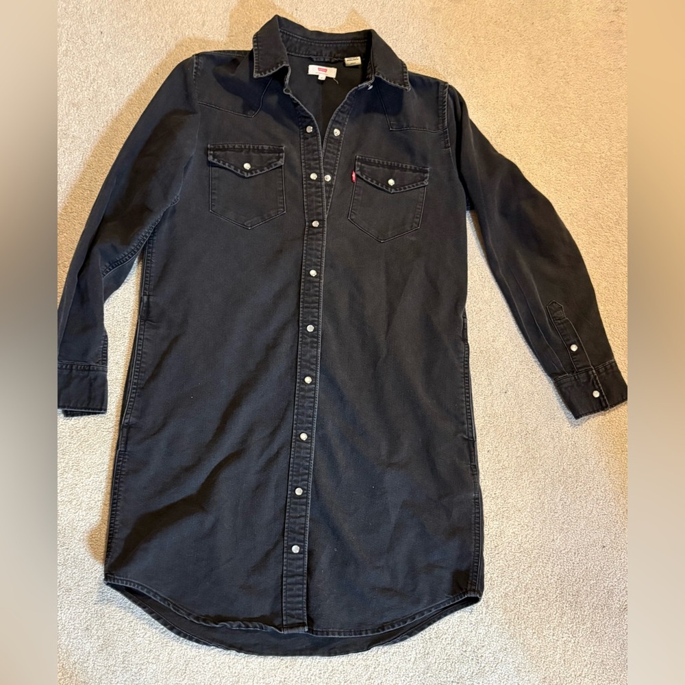 Levi's Dark Denim Snap-Down Shirtdress